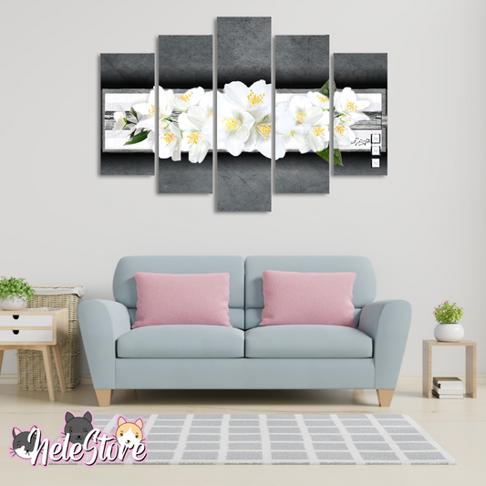 Flores Blancas - Segmentado 5 piezas 110x80 cm