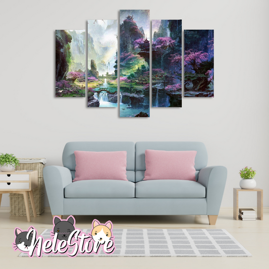 Paisaje Flores De Cerezo - Segmentado 5 piezas 110x80 cm